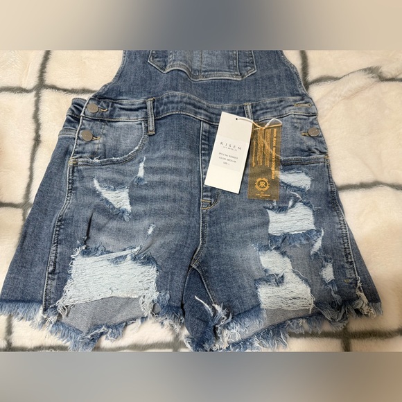 NWT RISEN SZ LG denim overalls - Picture 2 of 4